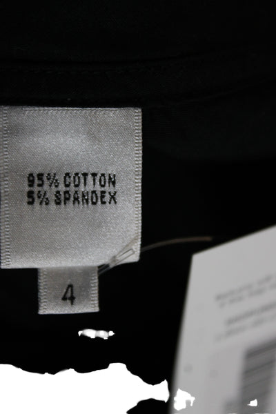Byron Lars Women Collared Black Button-Up 3/4 Sleeve Cotton Spandex Size 4