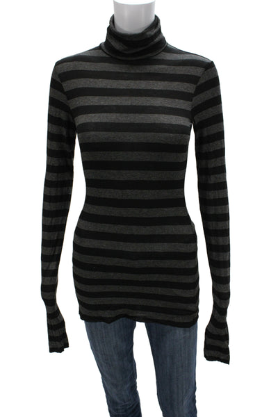 Bailey 44 Unisex Striped Turtleneck Pullover Black Long Sleeve Size XS