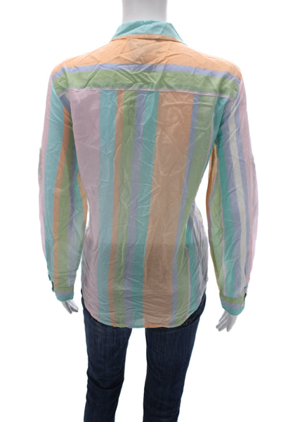 Lauren Ralph Lauren Women Striped Collared Button Up Cotton Long Sleeve Size S