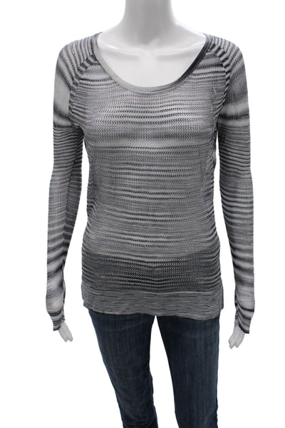 Rag & Bone Jean Womens Gray Striped Rayon Long Sleeve Round Neck Top Size M