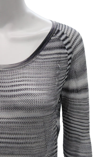 Rag & Bone Jean Womens Gray Striped Rayon Long Sleeve Round Neck Top Size M