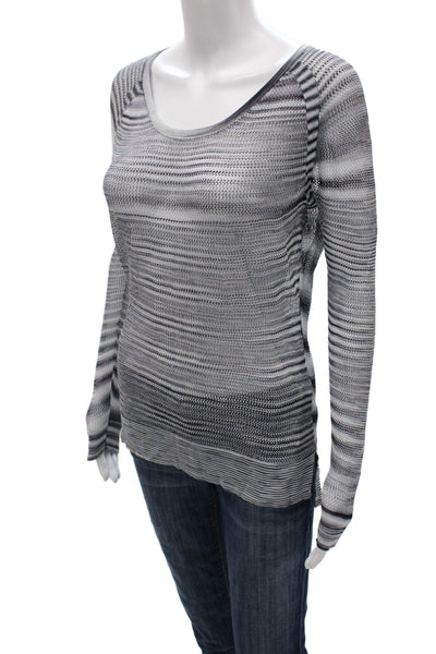 Rag & Bone Jean Womens Gray Striped Rayon Long Sleeve Round Neck Top Size M