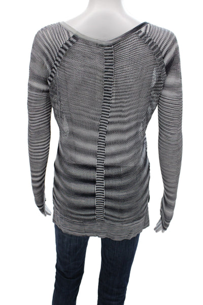 Rag & Bone Jean Womens Gray Striped Rayon Long Sleeve Round Neck Top Size M