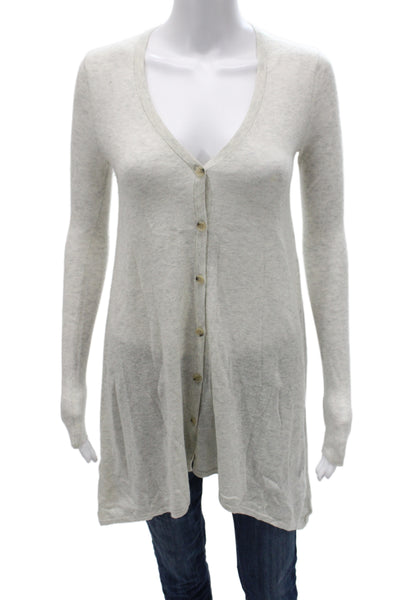 Theory Womens Beige V-Neck Cotton Cashmere Cardigan Button Long Sleeve Size XS
