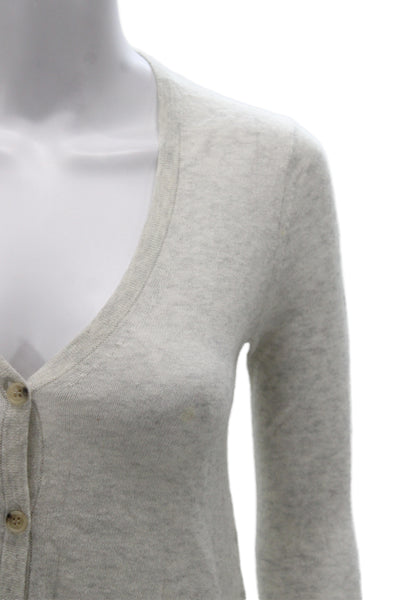 Theory Womens Beige V-Neck Cotton Cashmere Cardigan Button Long Sleeve Size XS
