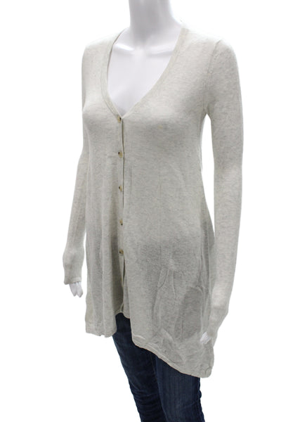 Theory Womens Beige V-Neck Cotton Cashmere Cardigan Button Long Sleeve Size XS
