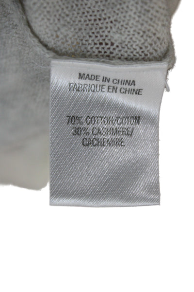 Theory Womens Beige V-Neck Cotton Cashmere Cardigan Button Long Sleeve Size XS