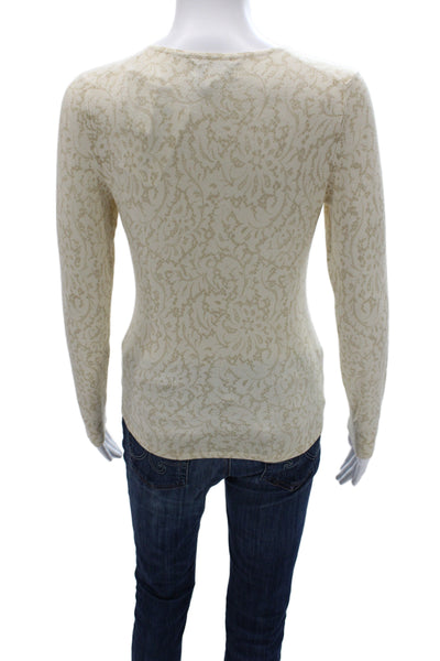 Sutton Studio Women Beige Silk Cashmere V Neck Sweater Size XS Petite
