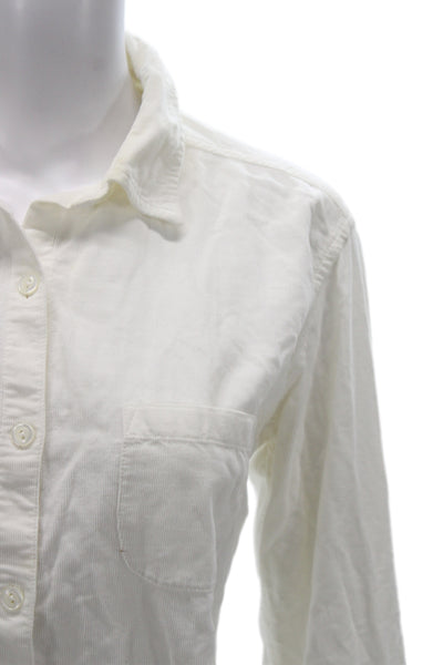J Crew Womens Basic Collared Cotton Button-Up Shirt White Long Sleeve Size S