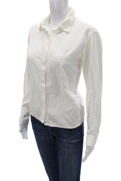 J Crew Womens Basic Collared Cotton Button-Up Shirt White Long Sleeve Size S