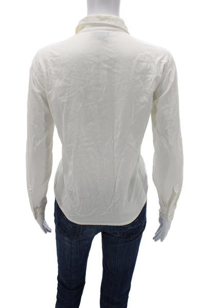 J Crew Womens Basic Collared Cotton Button-Up Shirt White Long Sleeve Size S