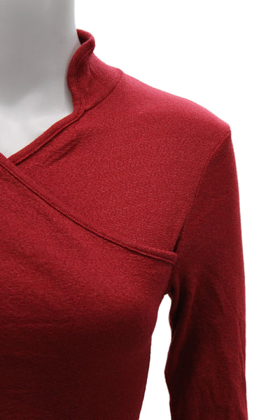 Michael Michael Kors Women Basic Red Mock Neck 3/4 Sleeve Top Size One Size