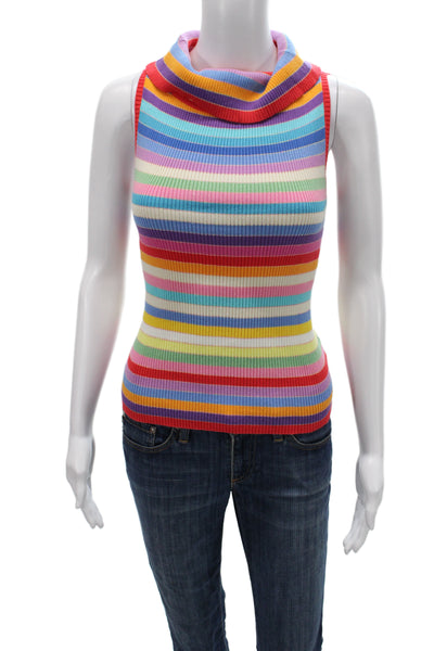 Ralph Ralph Lauren Womens Sleeveless Striped Turtleneck Tank Cotton Size XS