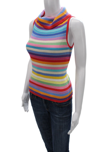 Ralph Ralph Lauren Womens Sleeveless Striped Turtleneck Tank Cotton Size XS
