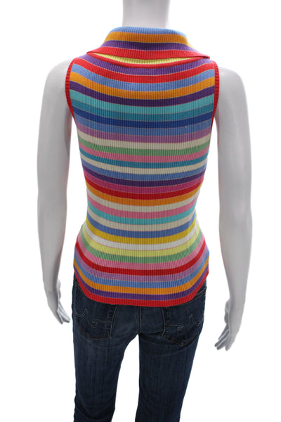 Ralph Ralph Lauren Womens Sleeveless Striped Turtleneck Tank Cotton Size XS