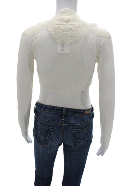 Sita Murt Women Cardigan White Button Viscose Linen Blend Long Sleeve Size 38