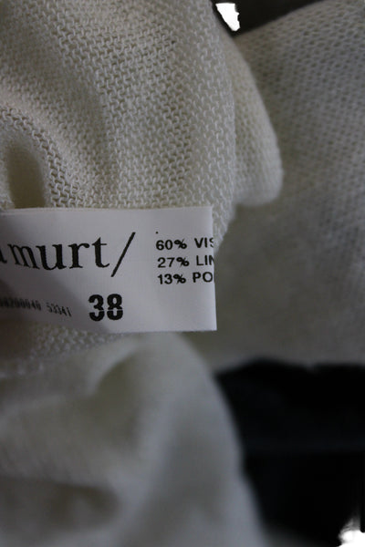 Sita Murt Women Cardigan White Button Viscose Linen Blend Long Sleeve Size 38