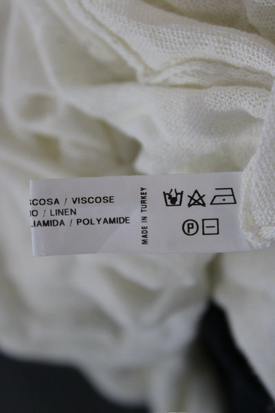 Sita Murt Women Cardigan White Button Viscose Linen Blend Long Sleeve Size 38