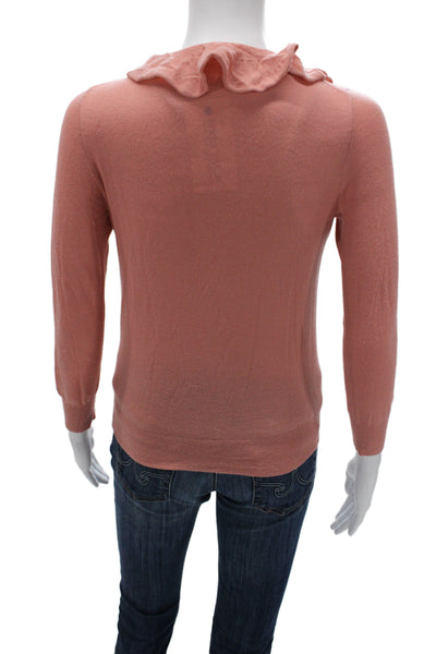 J Crew Women Cardigan 100% Merino Wool Pink Button Long Sleeve Size XS