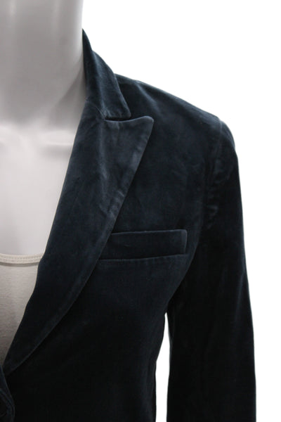 Theory Women Collared Button Solid Dark Blue Classic Blazer Size XS