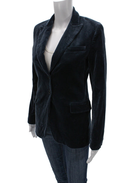Theory Women Collared Button Solid Dark Blue Classic Blazer Size XS