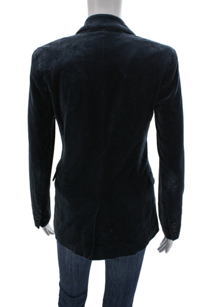 Theory Women Collared Button Solid Dark Blue Classic Blazer Size XS