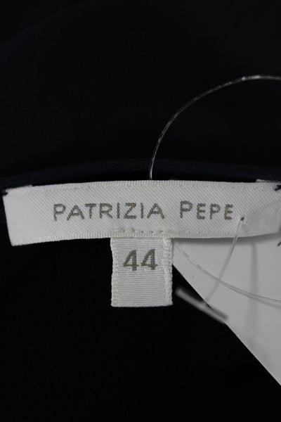 Patrizia Pepe Women Shift Dress Dark Blue 3/4 Sleeve Silk Viscose Size 44