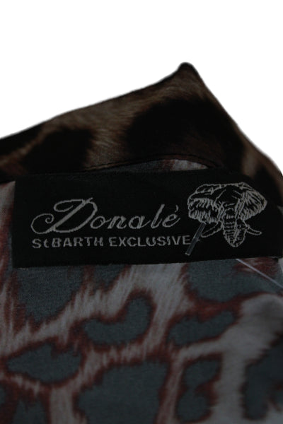 Donale Women Kaftan Maxi Dress Brown Animal Print V-Neck Long Sleeve Size S