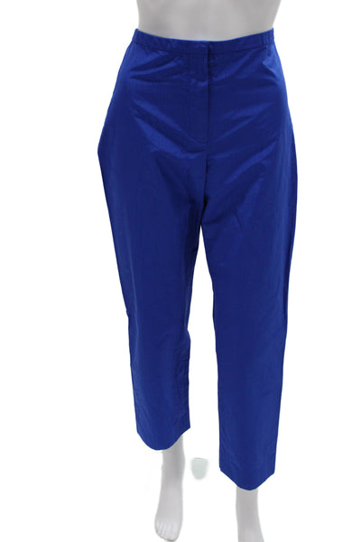 Nina Ricci Womens Cropped Dress Pants Blue Polyester Hook & Eye Size 30