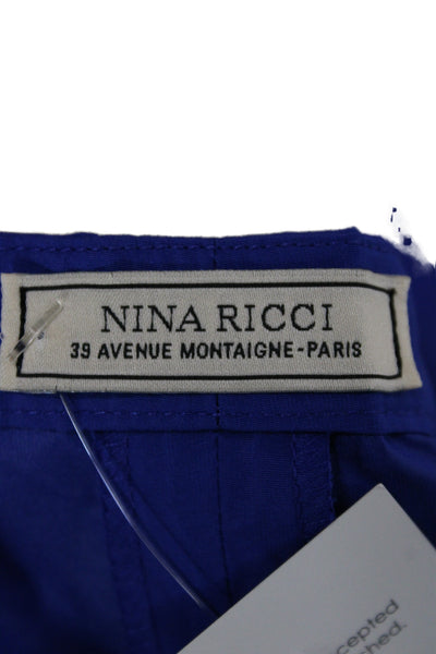 Nina Ricci Womens Cropped Dress Pants Blue Polyester Hook & Eye Size 30