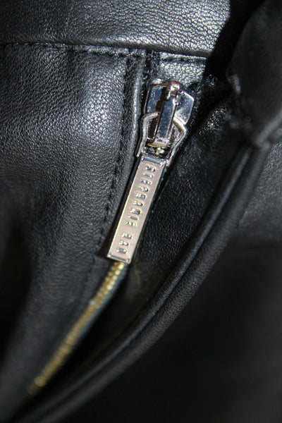 Stephanie Rad Women Black Leather Ankle Jeggings Biker Button Size 8