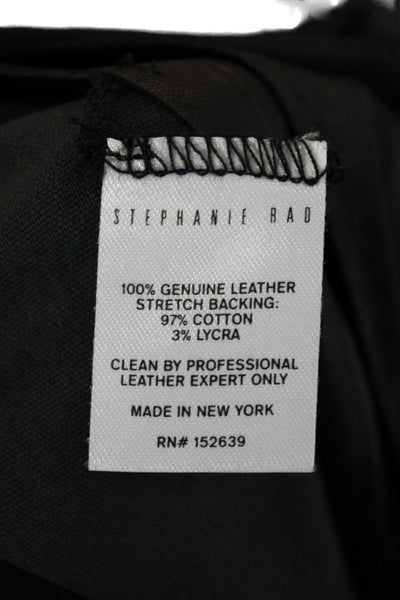 Stephanie Rad Women Black Leather Ankle Jeggings Biker Button Size 8
