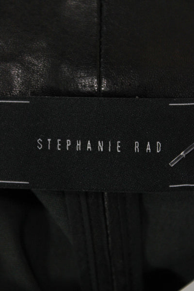 Stephanie Rad Women Black Leather Ankle Jeggings Biker Button Size 8