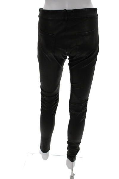 Stephanie Rad Womens Ankle Leather Jeggings Black Biker Button Size 8