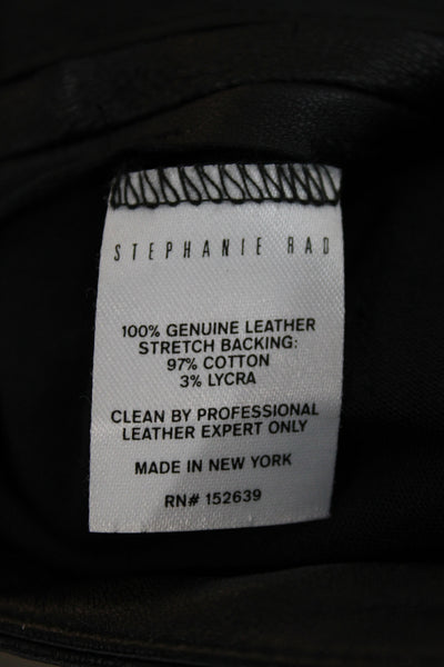 Stephanie Rad Womens Ankle Leather Jeggings Black Biker Button Size 8