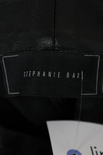 Stephanie Rad Womens Ankle Leather Jeggings Black Biker Button Size 8