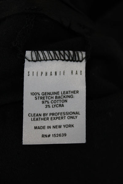 Stephanie Rad Womens Ankle Jeggings Black Genuine Leather Biker Button Size 6