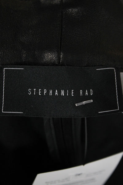 Stephanie Rad Womens Ankle Jeggings Black Genuine Leather Biker Button Size 6