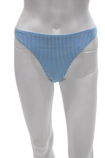 ONIA Womens Bikini Bottom Blue Striped Nylon Size L