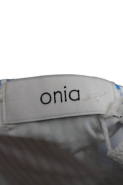 ONIA Womens Bikini Bottom Blue Striped Nylon Size L