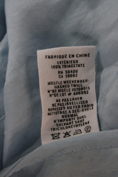 Theory Womens Collared Light Blue Basic Button-Up Long Sleeve Top Size L