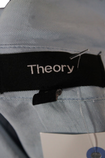 Theory Womens Collared Light Blue Basic Button-Up Long Sleeve Top Size L