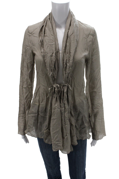 D. Exterior Womens Beige Drawstring Cotton Silk Sweater Size 40