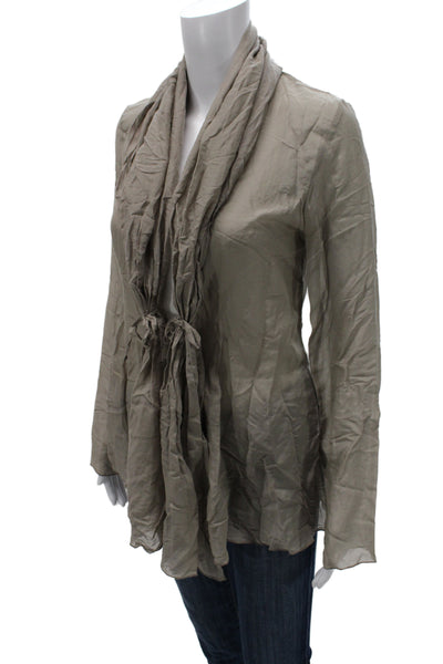 D. Exterior Womens Beige Drawstring Cotton Silk Sweater Size 40