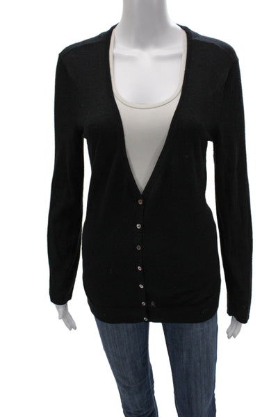 Christopher Fischer Unisex Cardigan V-Neck 100% Cashmere Black Button Size XL