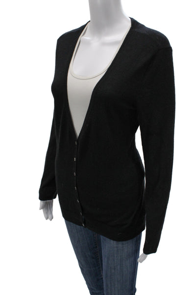 Christopher Fischer Unisex Cardigan V-Neck 100% Cashmere Black Button Size XL