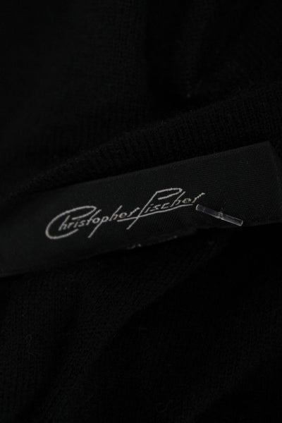 Christopher Fischer Unisex Cardigan V-Neck 100% Cashmere Black Button Size XL