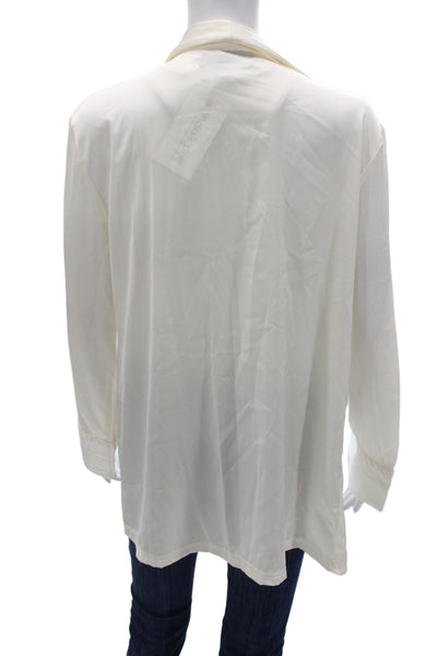 Donale Womens White 100% Silk Long Sleeve Blouse Beach Size L