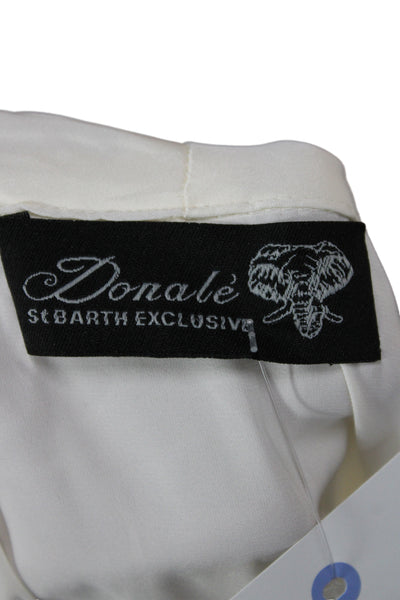 Donale Womens White 100% Silk Long Sleeve Blouse Beach Size L