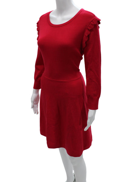 Eliza J Womens Red Sweater Dress Long Sleeve Round Neck Fit Flare Size XL